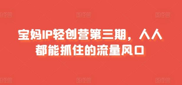 宝妈IP轻创营第三期，人人都能抓住的流量风口-网创资源