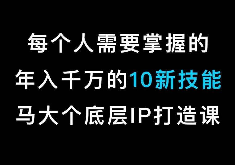 马大个的IP底层逻辑课，​每个人需要掌握的年入千万的10新技能，约会底层IP打造方法！-网创资源