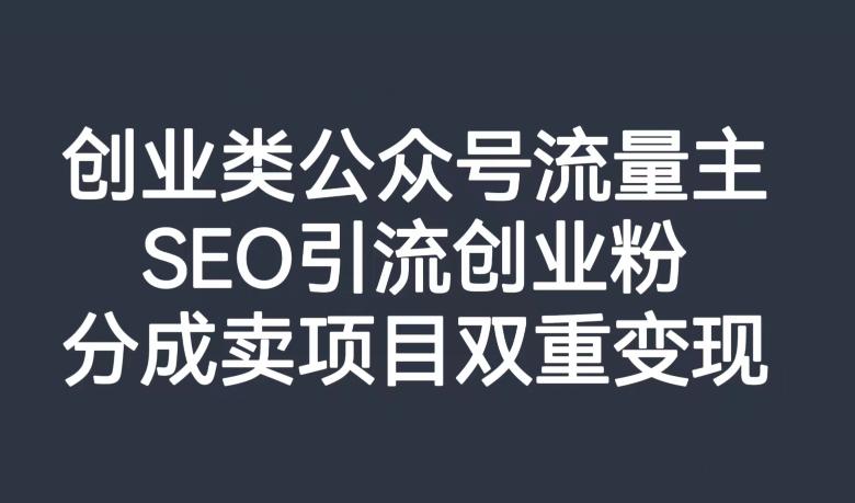 创业类公众号流量主，SEO引流创业粉，分成卖项目双重变现【揭秘】-网创资源