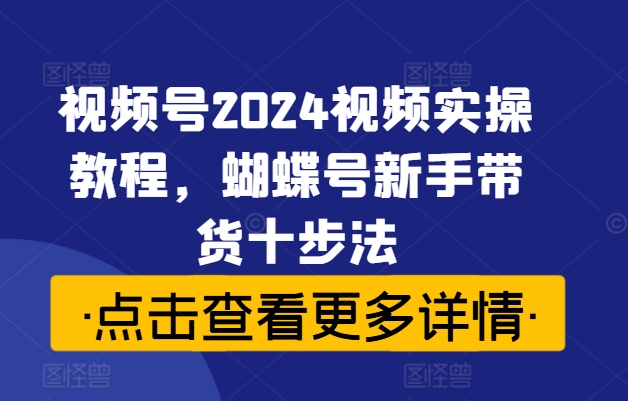 视频号2024视频实操教程，蝴蝶号新手带货十步法-网创资源