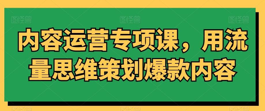 内容运营专项课，用流量思维策划爆款内容-网创资源