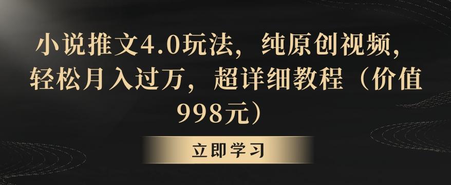 小说推文4.0玩法，纯原创视频，轻松月入过万，超详细教程(价值998元)【揭秘】-网创资源