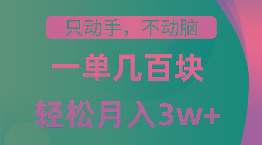只动手不动脑，一单几百块，轻松月入3w+，看完就能直接操作，详细教程-网创资源