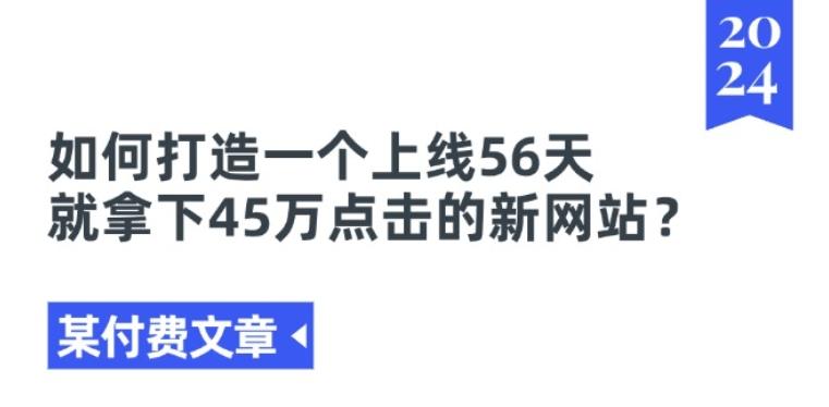 某付费文章《如何打造一个上线56天就拿下45万点击的新网站?》-网创资源
