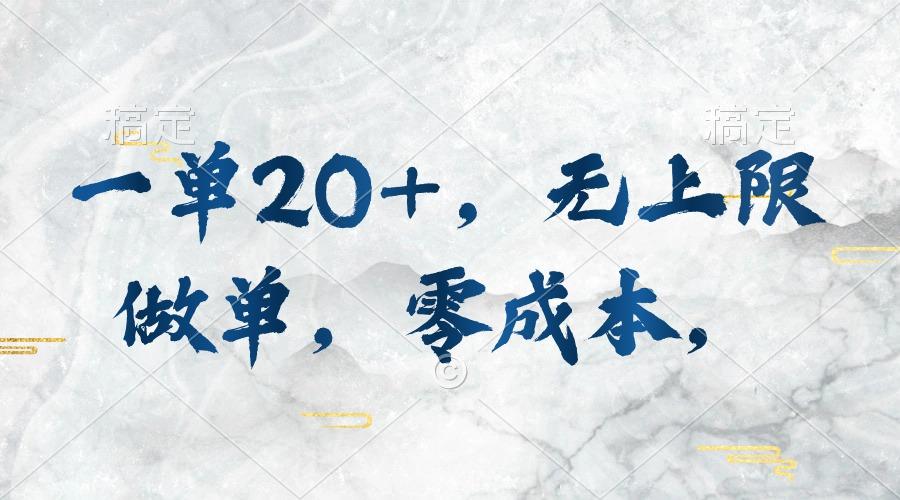 一单20+，无上限做单，零成本，执行就有收入-网创资源