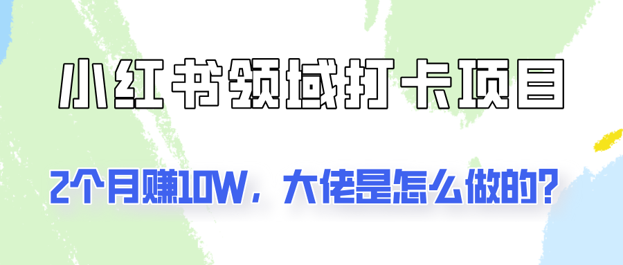 通过小红书领域打卡项目2个月赚10W，大佬是怎么做的？-网创资源
