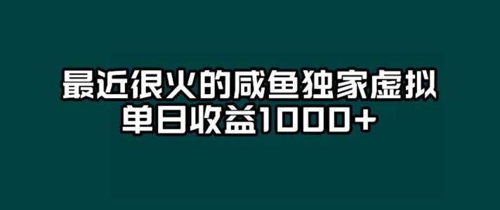 最近很火的咸鱼独家虚拟，单日收益1000+-网创资源