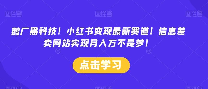 鹅厂黑科技！小红书变现最新赛道！信息差卖网站实现月入万不是梦！-网创资源