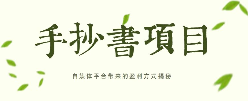 手抄书项目，一天赚上百的副业！自媒体平台带来的盈利方式揭秘【附软件】-网创资源