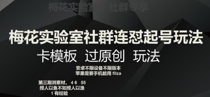 梅花实验室社群连怼起号玩法，卡模板过原创玩法【揭秘】-网创资源