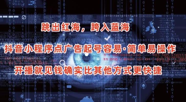 抖音小程序点广告项目，起号容易，简单易操作，开播就见有收益【揭秘】-网创资源
