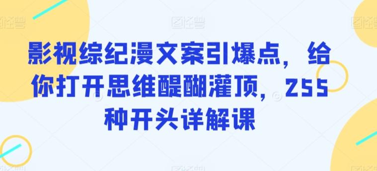 影视综纪漫文案引爆点，给你打开思维醍醐灌顶，255种开头详解课-网创资源