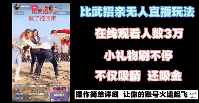 最近很火的无人直播“比武招亲”的一个玩法项目简单-网创资源