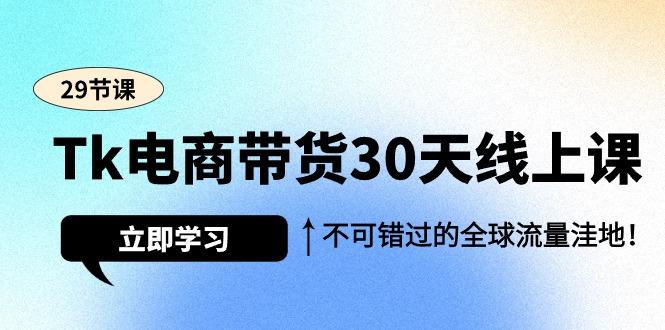 (9463期)Tk电商带货30天线上课，不可错过的全球流量洼地(29节课)-网创资源