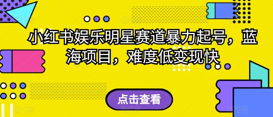 小红书娱乐明星赛道暴力起号，蓝海项目，难度低变现快【揭秘】-网创资源
