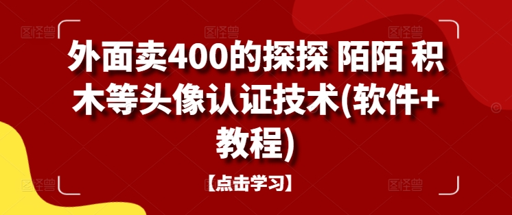 外面卖400的探探 陌陌 积木等头像认证技术(软件+教程)-网创资源