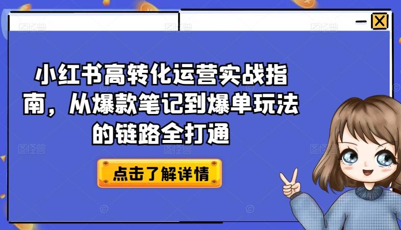 小红书高转化运营实战指南，从爆款笔记到爆单玩法的链路全打通-网创资源