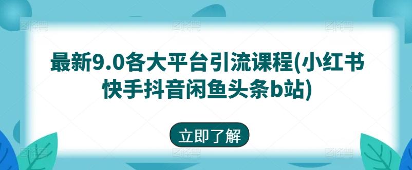 最新9.0各大平台引流课程(小红书快手抖音闲鱼头条b站)-网创资源