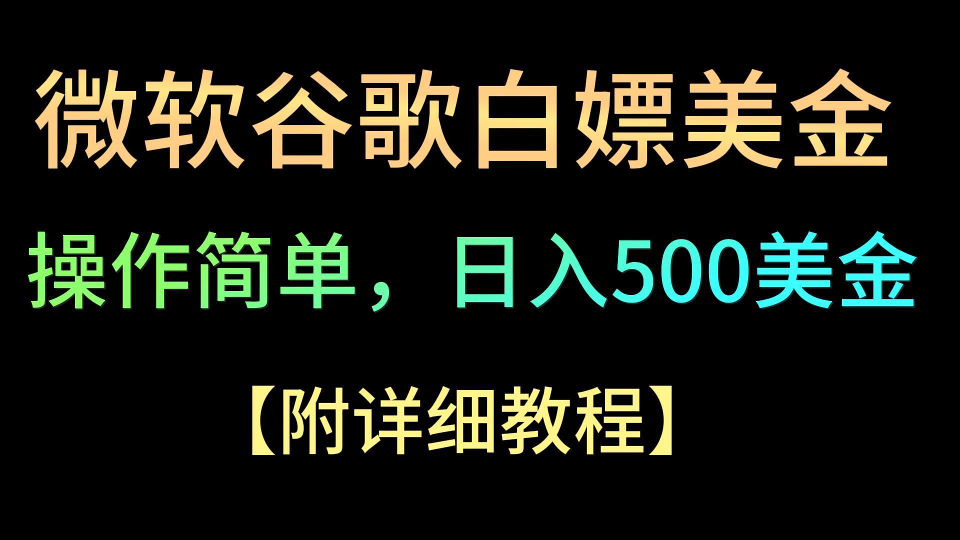 微软谷歌项目3.0，轻松日赚500+美金，操作简单，小白也可轻松入手！-网创资源