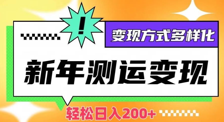 新年运势测试变现，日入200+，几分钟一条作品，变现方式多样化【揭秘】-网创资源