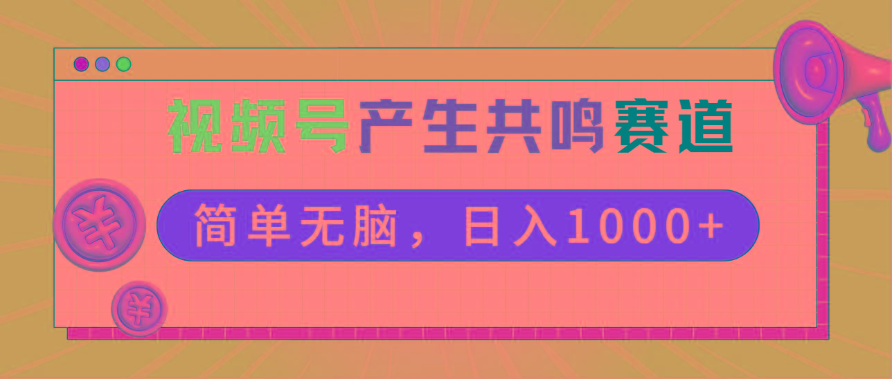 2024年视频号，产生共鸣赛道，简单无脑，一分钟一条视频，日入1000+-网创资源