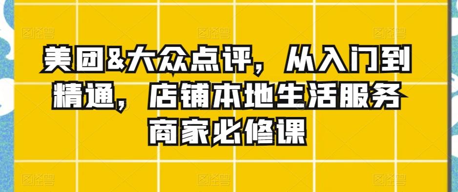 美团&大众点评，从入门到精通，店铺本地生活服务商家必修课-网创资源