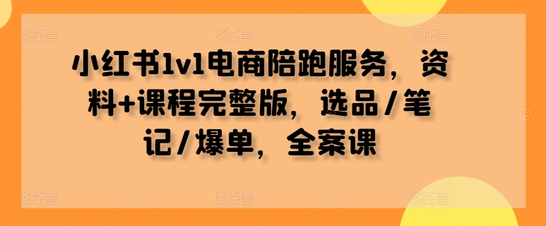 小红书1v1电商陪跑服务，资料+课程完整版，选品/笔记/爆单，全案课-网创资源