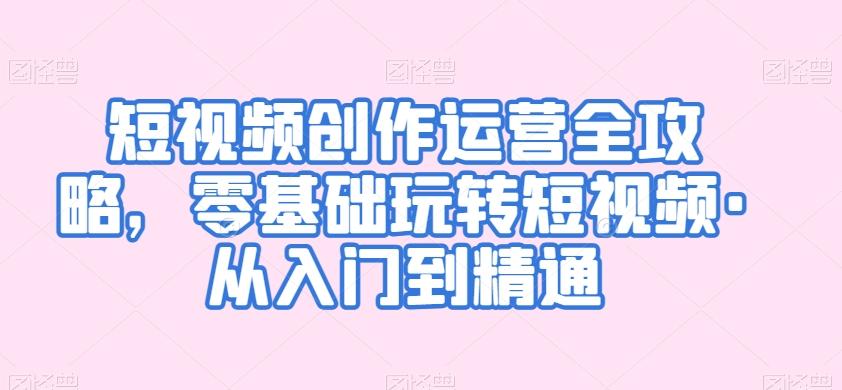 短视频创作运营全攻略，零基础玩转短视频·从入门到精通-网创资源