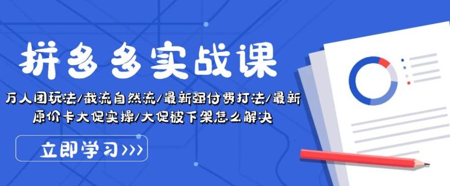 拼多多实战课：万人团玩法/截流自然流/最新强付费打法/最新原价卡大促..-网创资源