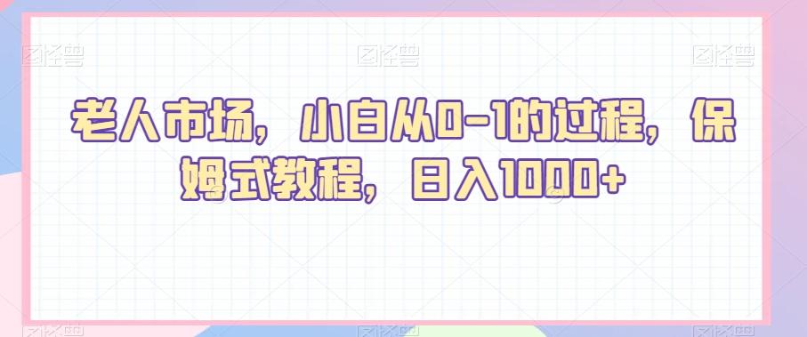 老人市场，小白从0-1的过程，保姆式教程，日入1000+-网创资源