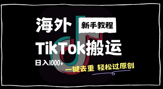 2024最新海外TikTok搬运玩法，一键去重轻松过原创，新手无经验也能日入1k【揭秘】-网创资源