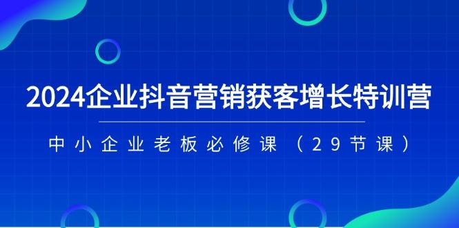 2024企业抖音-营销获客增长特训营，中小企业老板必修课(29节课-网创资源
