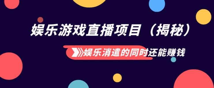 娱乐消遣的同时还能赚钱娱乐游戏直播项目（揭秘）-网创资源