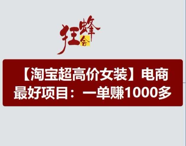 淘宝超高价女装项目，电商最好赛道，一单赚1000多-网创资源