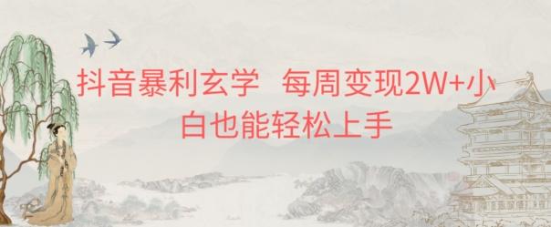 抖音暴利玄学，每周变现2W+小白也能轻松上手-网创资源