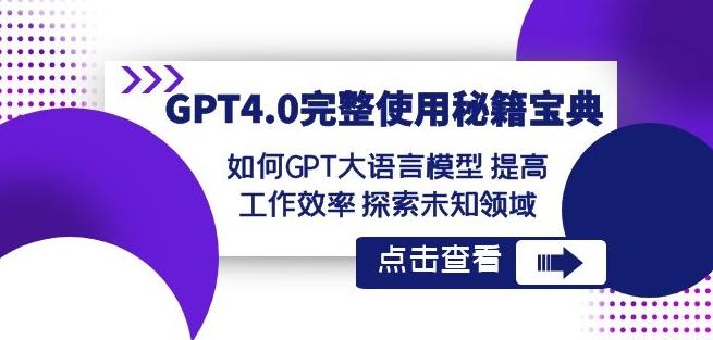 GPT4.0完整使用-秘籍宝典：如何GPT大语言模型提高工作效率探索未知领域-网创资源