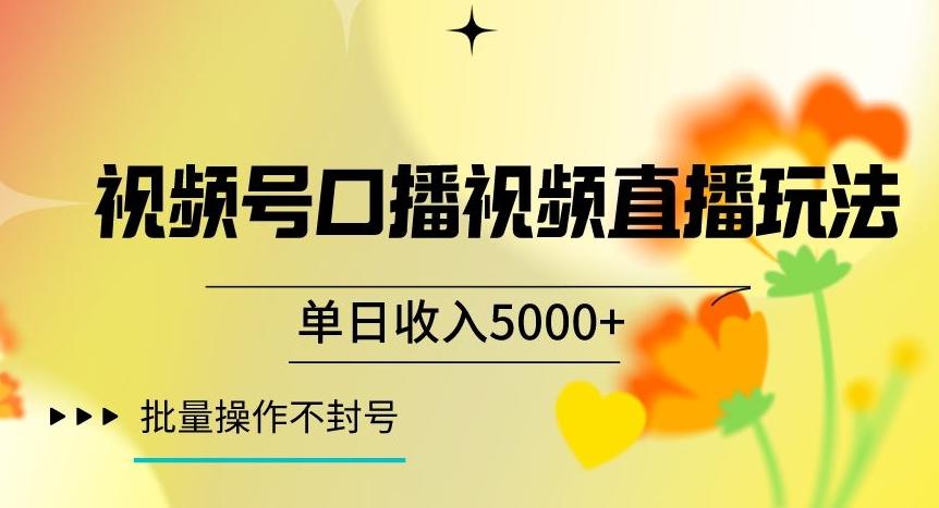 视频号囗播视频直播玩法，单日收入5000+，批量操作不封号【揭秘】-网创资源