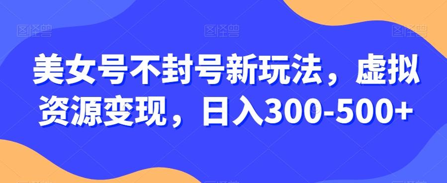 美女号不封号新玩法，虚拟资源变现，日入300-500+-网创资源