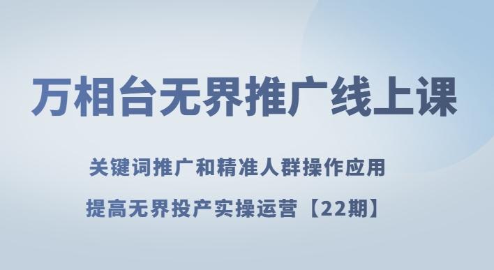 万相台无界推广线上课关键词推广和精准人群操作应用，提高无界投产实操运营【22期】-网创资源