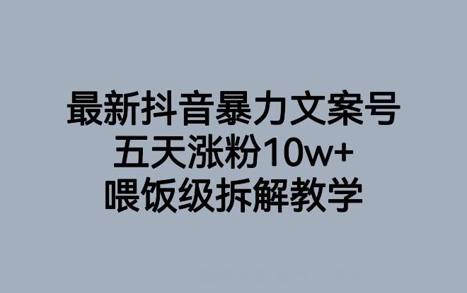 最新抖音暴力文案号，五天涨粉10w+，喂饭级拆解教学-网创资源