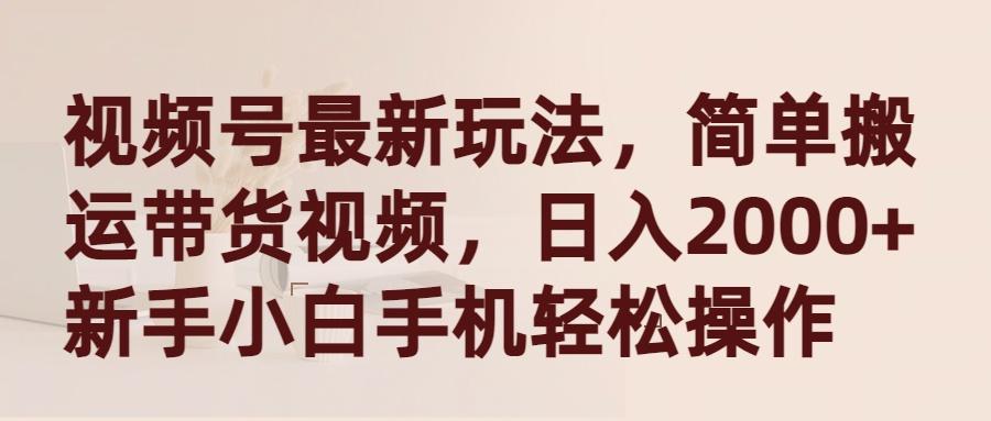 (9486期)视频号最新玩法，简单搬运带货视频，日入2000+，新手小白手机轻松操作-网创资源