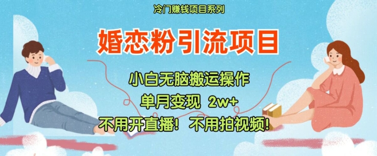 小红书婚恋粉引流，不用开直播，不用拍视频，不用做交付【揭秘】-网创资源