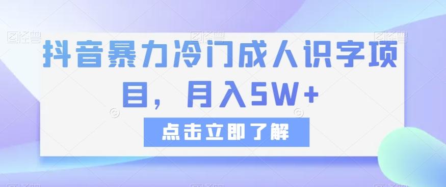 抖音暴力冷门成人识字项目，月入5W+【揭秘】-网创资源