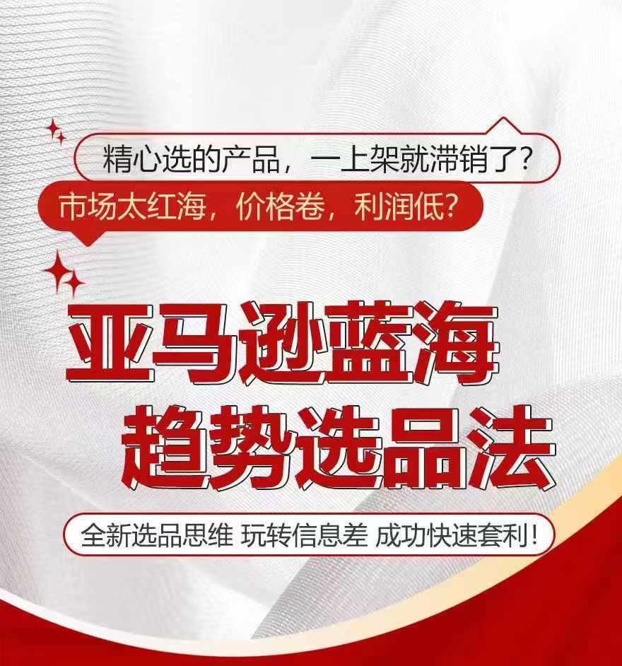 亚马逊蓝海趋势选法，全新选品思维，玩转信息差-网创资源