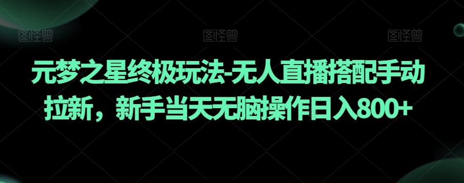 元梦之星终极玩法-无人直播搭配手动拉新，新手当天无脑操作日入800+【揭秘】-网创资源