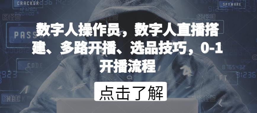 数字人操作员，数字人直播搭建、多路开播、选品技巧，0-1开播流程-网创资源
