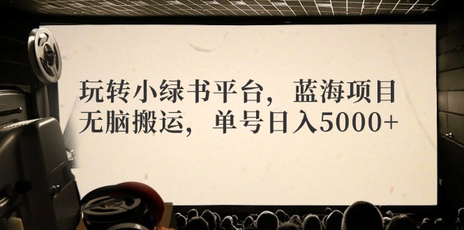 玩转小绿书平台，蓝海项目，无脑搬运，单号日入5000+-网创资源