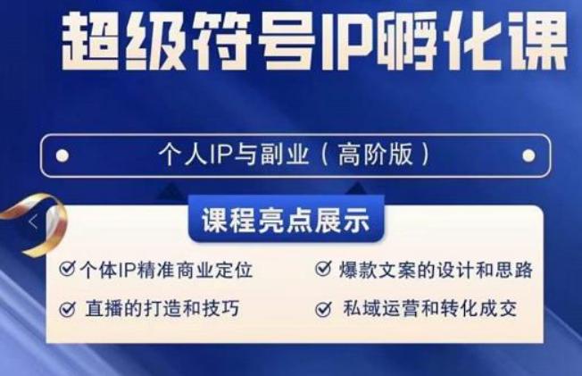 超级符号IP孵化高阶课，建立流量思维底层逻辑，打造属于自己IP（51节课）-网创资源