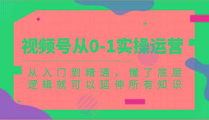 视频号从0-1实操运营，从入门到精通，懂了底层逻辑就可以延伸所有知识(更新2024.7)-网创资源