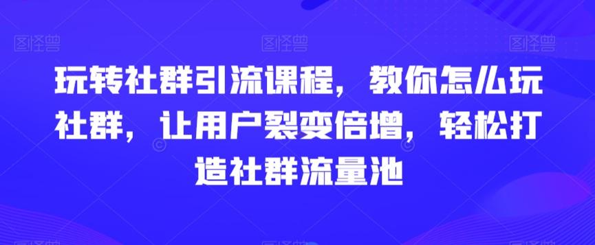 玩转社群引流课程，教你怎么玩社群，让用户裂变倍增，轻松打造社群流量池-网创资源